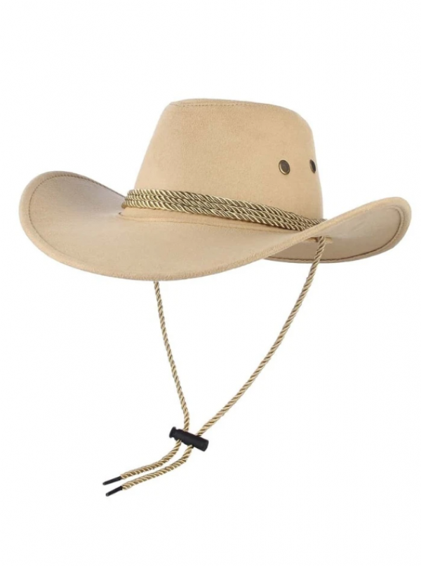 Topi Cowboy dengan Aksen Tali dan Rantai